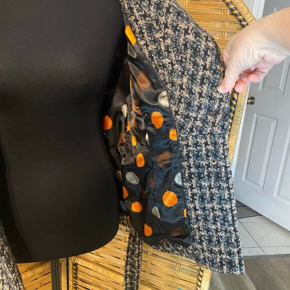 Millard Fillmore Tweed Wrap Vest Jacket Lined Belted Boho Retro Size Large - Picture 8 of 11